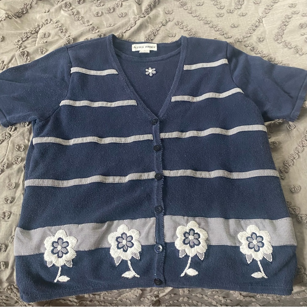 Alfred Dunner Embroidered Layered Floral Vest Shirt